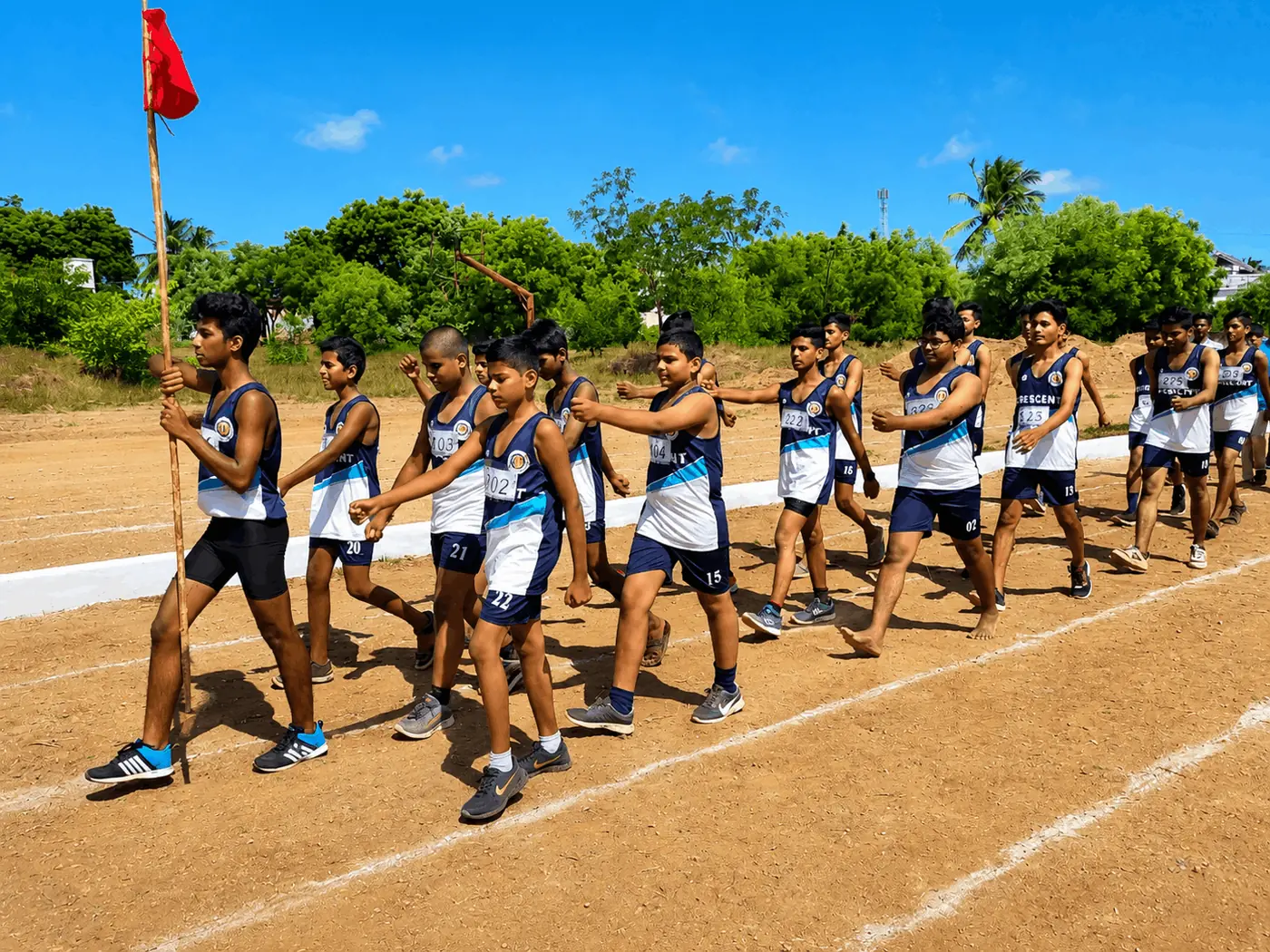 Students playing outdoor sports