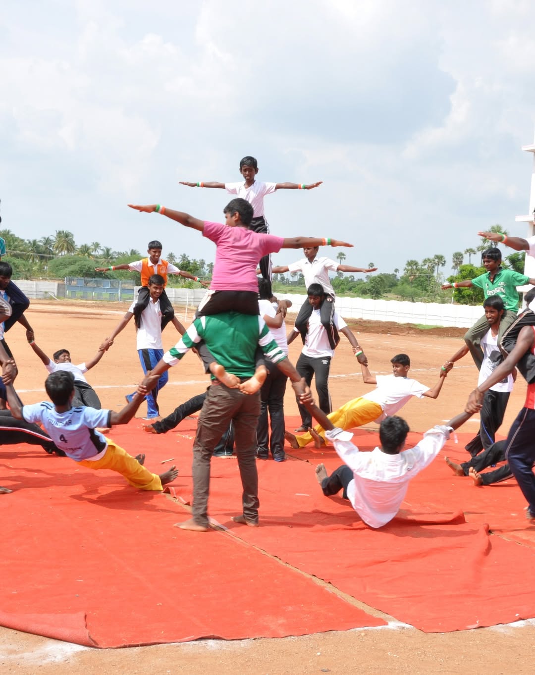 Students performing martial arts activity